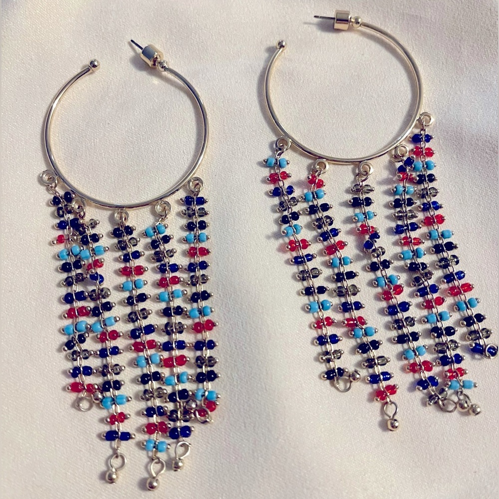 BCBG gold hoop earrings with beads